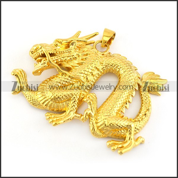 Golden Chinese Dragon Pendant in Stainless Steel p005738