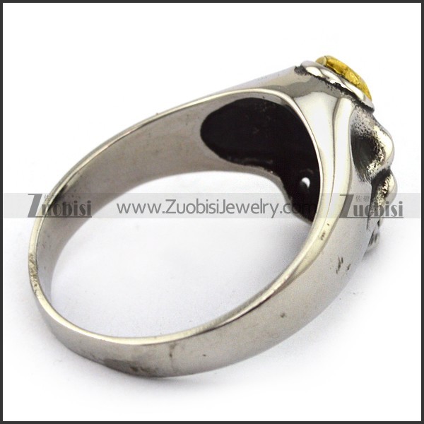 gold star antique silver stainless steel casting skull ring r001215