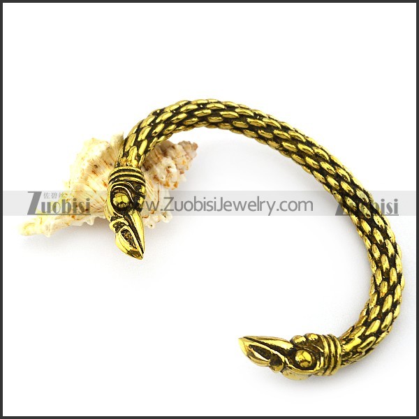 antique gold plated brass raven bangle b005504