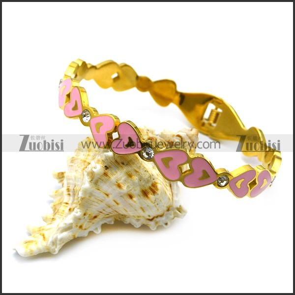gold plating hearts enamel bangle b007241
