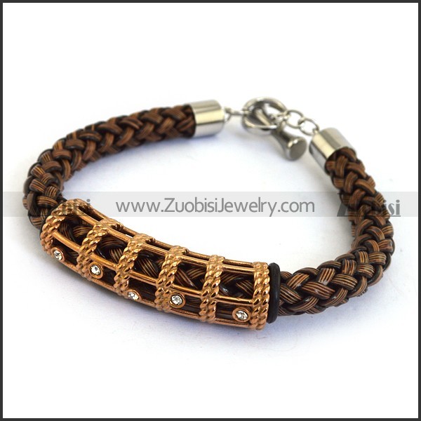 braided leather bracelet with OT buckle b001846