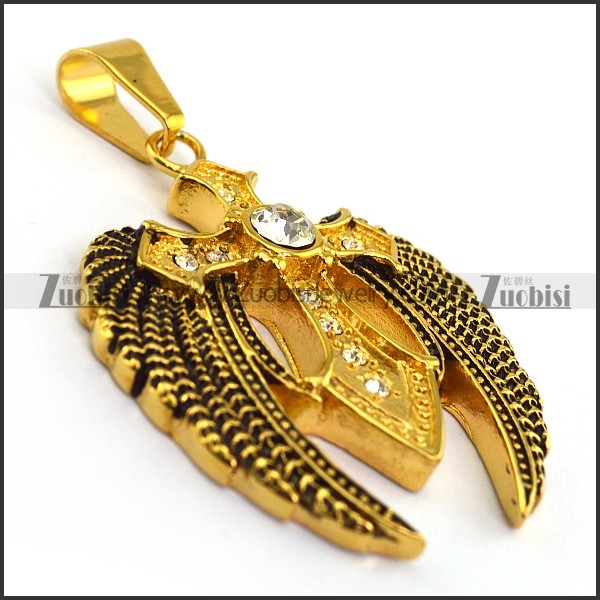 Antique Gold Flying Wing Cross Pendant p003281