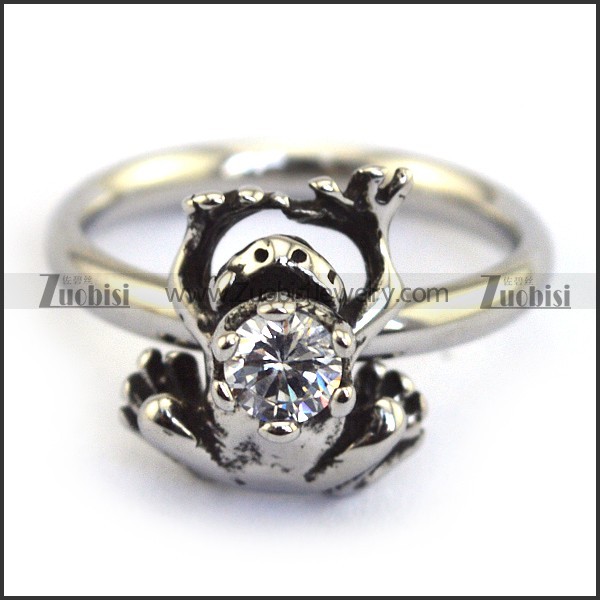 clear facted rhinestone frog ring r002226
