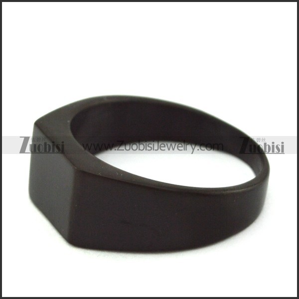 simple black blank signet ring r004692