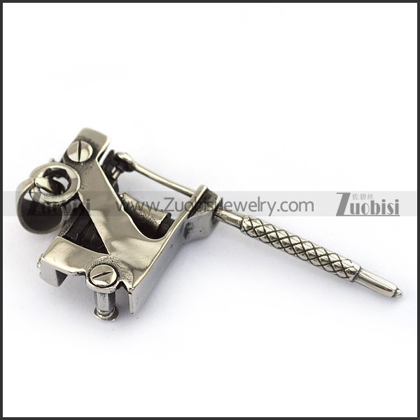 Stainless Steel Tattoo Gun Pendant p004054