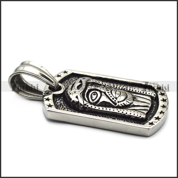 Silver Jesus Dog Tag Pendant p007194