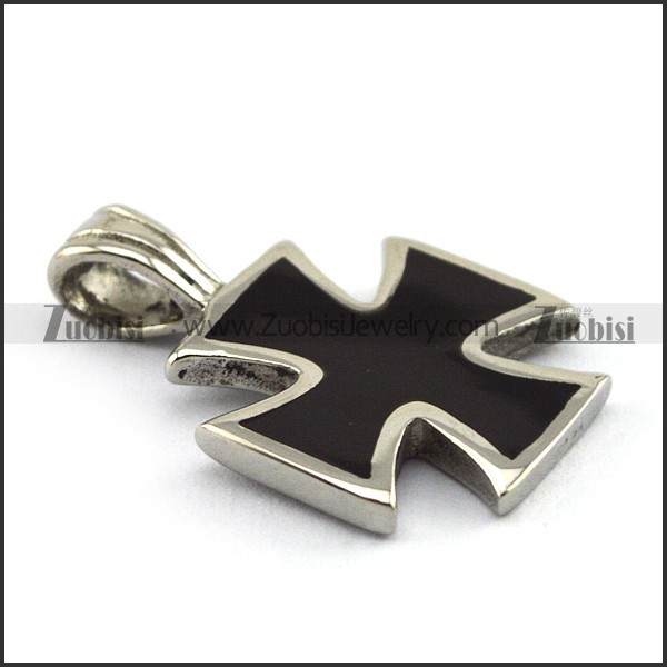 2.5CM Small Black Epoxy Cross Pendant with Solid Buckle p004018
