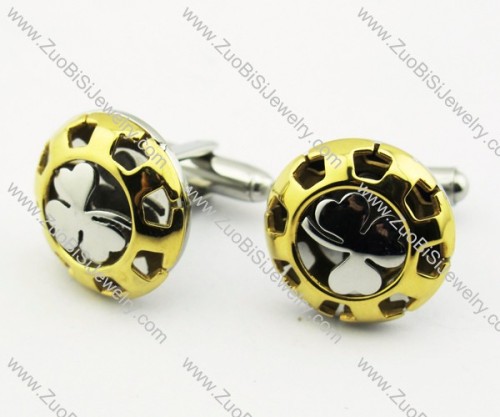 Gold Stainless Steel Whitetip Clover Cufflinks - JC280004