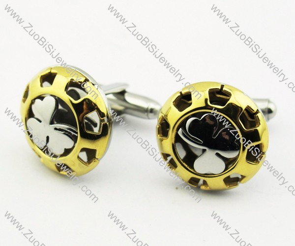 Gold Stainless Steel Whitetip Clover Cufflinks - JC280004