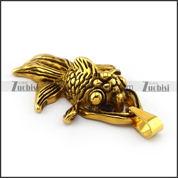 Vintage Golden Carp Pendant in Stainless Steel p004441