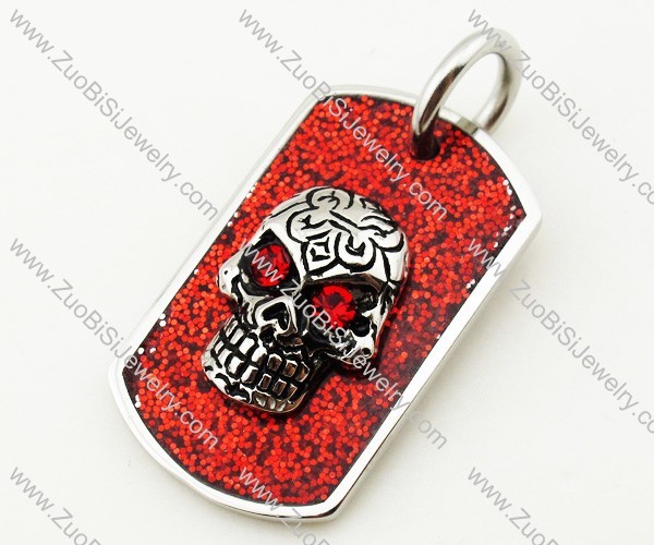 Ruby Rhinestone Eye Skull Stainless Steel pendant - JP090337