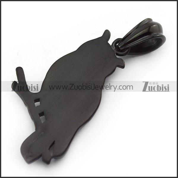 Black Plated Night Owl Pendant p004937