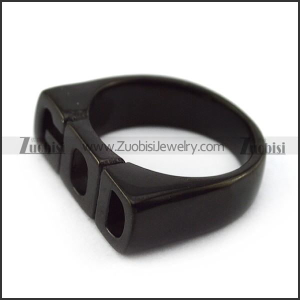 Black Plated GOD Ring r004411