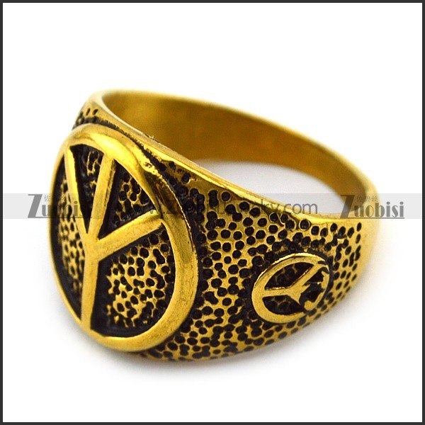 Vintage Gold Peace Sign Ring r004520