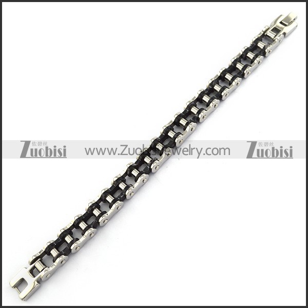 15mm Black and Silver Bicycle Chain Bracelet b004825