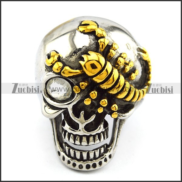 One Eye Skull Ring with Golden Scorpion r004316