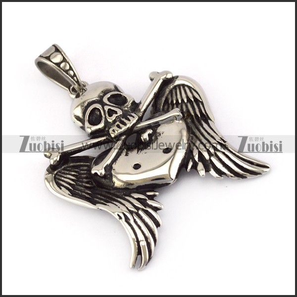 stainless steel skull pendant p001312