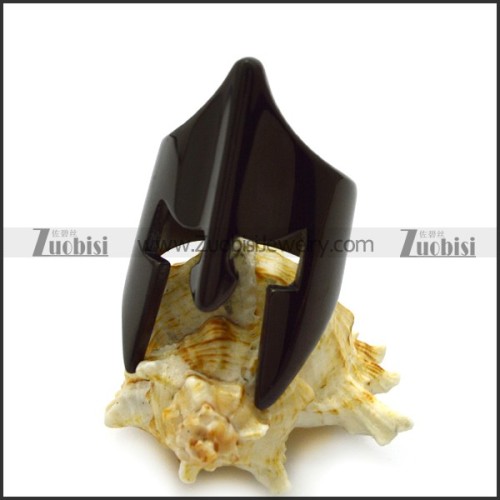 black spartan warrior helmet ring in stainless steel r005201