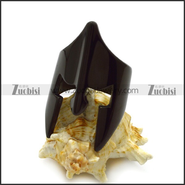 black spartan warrior helmet ring in stainless steel r005201