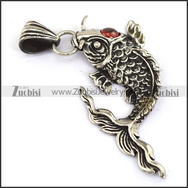 casting carp pendant with dark red eye stone p002083
