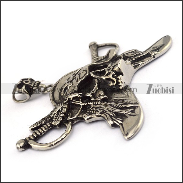 Big Stainless Steel Pirate Pendant - JP170163