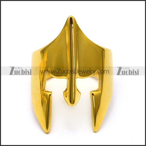 18k gold plating stainless steel spartan helmet ring r005058