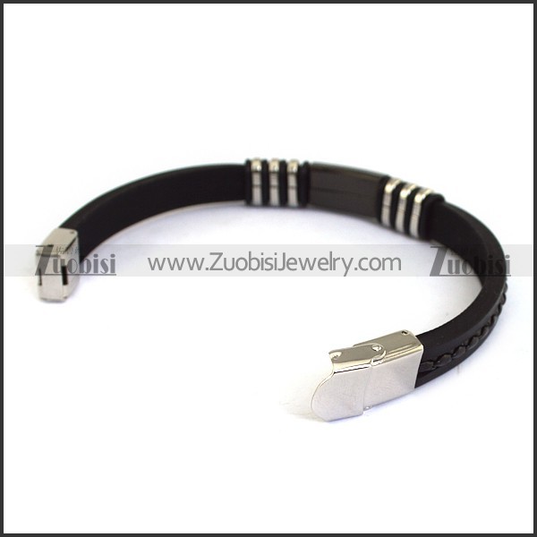 rubber bracelet with stainless steel parts b001700