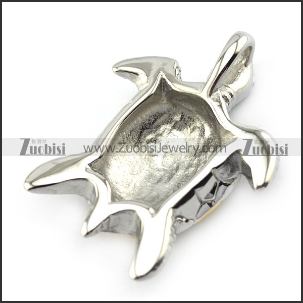 Gold and Silver Steel Sea Turtel Pendant p004892