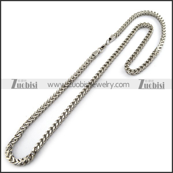 6mm Wide Silver Color Stainless Steel Foxtail Chain w Cut Edge n001469