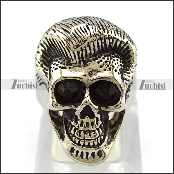 Black Rhinestones Eyes Skull Ring r004305