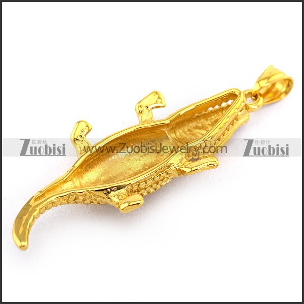 Stainless Steel Alligator Pendant in Gold p003343