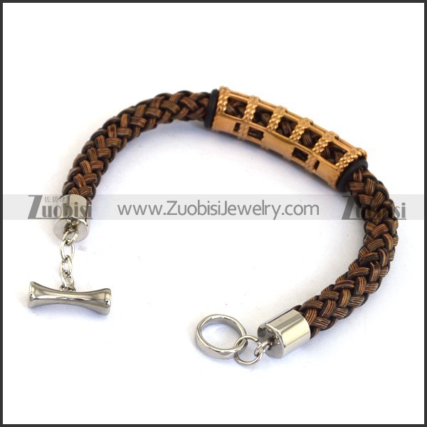 braided leather bracelet with OT buckle b001846
