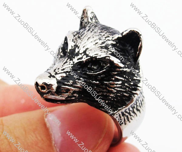 Vintage Stainless Steel Wolf Ring - JR420002
