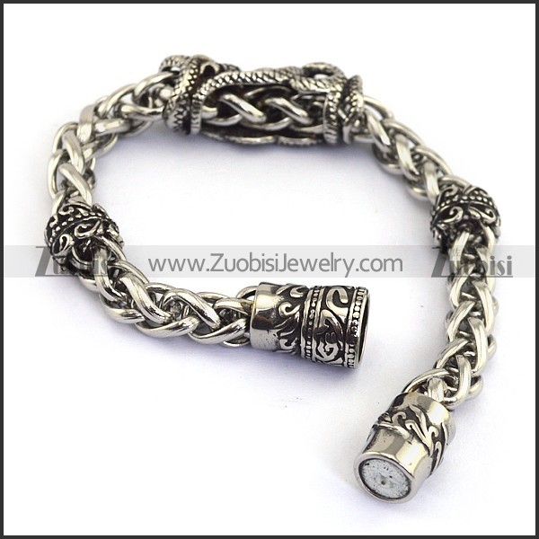 Two Skull Heads Wheat Bracelet b002738