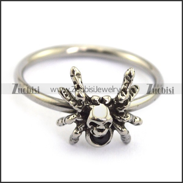 spider ring with black stone for women r002206