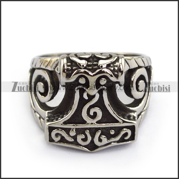 Stainless Steel Thor Hammer Ring r003799