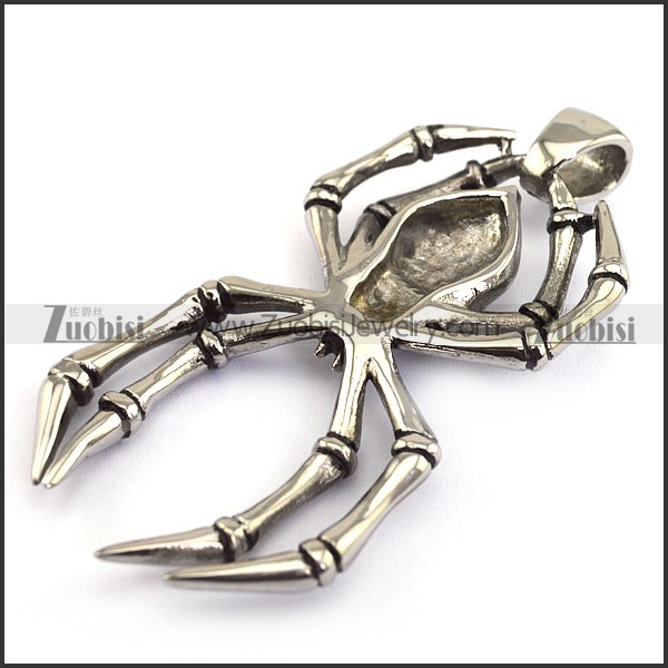 Silver Stainless Steel Spider Pendant p003286