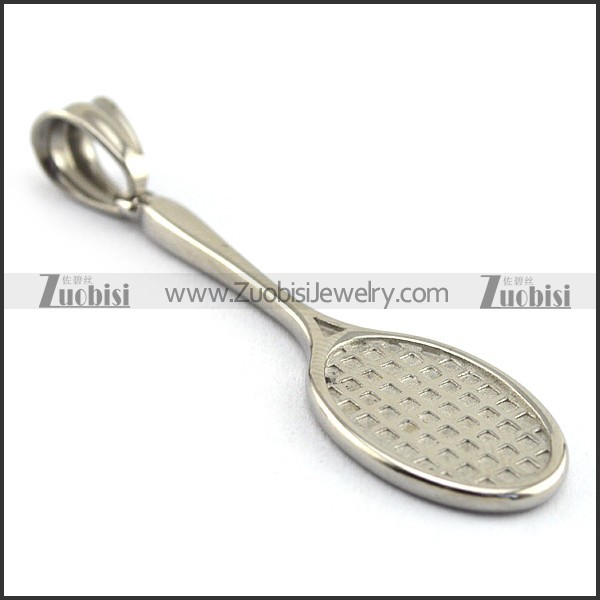 Silver Stainless Steel Badminton Racket Pendant p003390