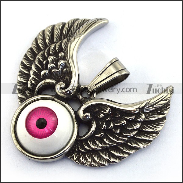 Big Violet Eyeball Angel Wing Pendant p002193