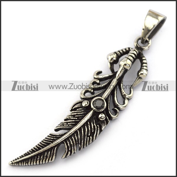 Antique Stainless Steel Claw Feather Charm p004217