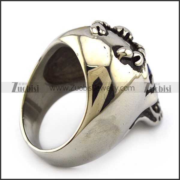 Blue Eye Scorpion Steel Skull Ring r004322