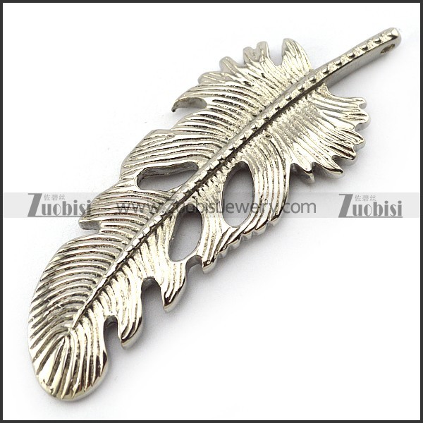 Silver Feather Steel Pendant p002822