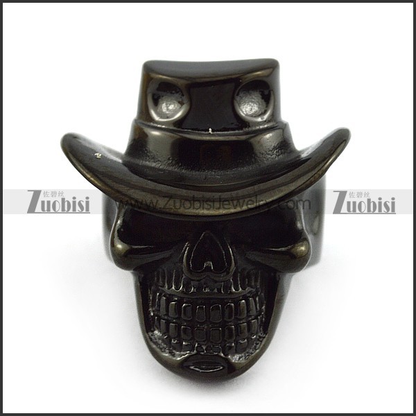 Black Cowboy Skull Ring r004425
