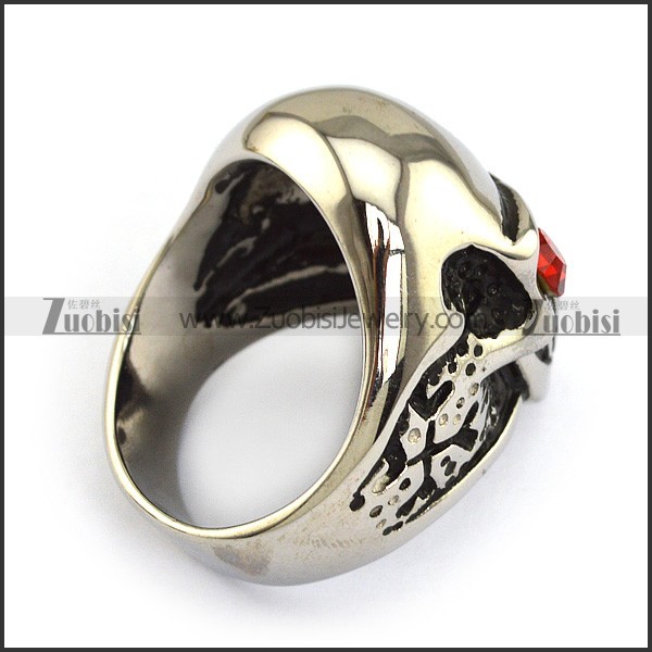Red Eyes Stainless Steel skull Ring - JR090278
