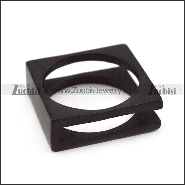 black square blank signet ring r004709