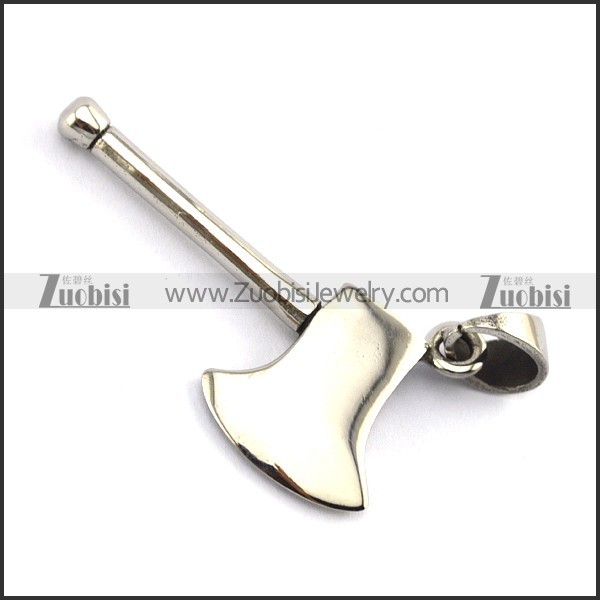 Silver Stainless Steel Axe Pendant p004883