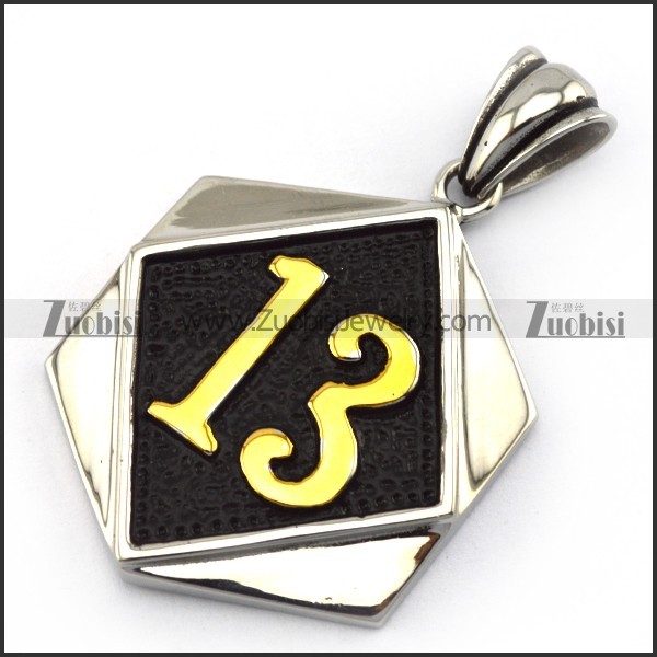 Biker Pendant with Golden Diamand and 13 p004288