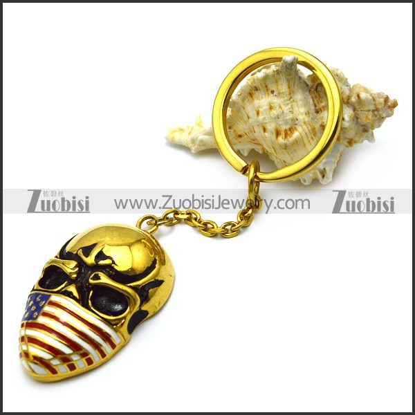 Golden Skull Head Key chain k000003