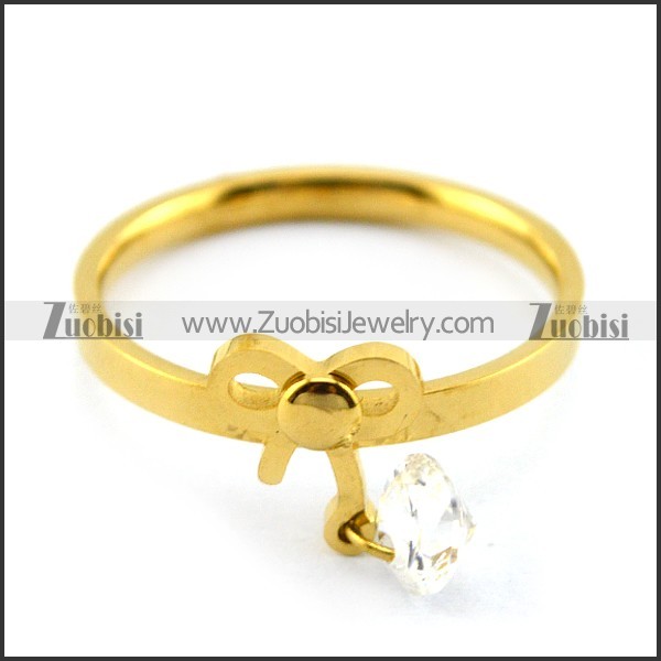 Yellow Gold Plating Steel Butterfly Ring for Girls r004452