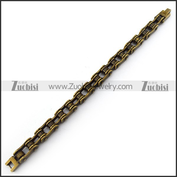 10mm antique gold stainless steel bicycle chain bracelet for bikers b005600